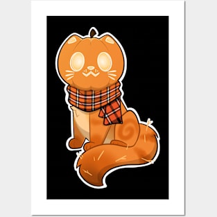 Pumpkin cat Posters and Art